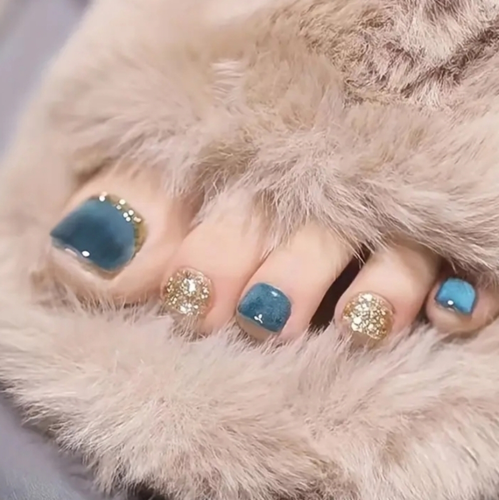 24 Pieces Fake Toe Press On Nails